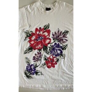 XL Vintage Front/Back Floral Design Cotton T-Shirt